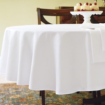 Hotel Tablecloth, 90", Oval, White - Image 0