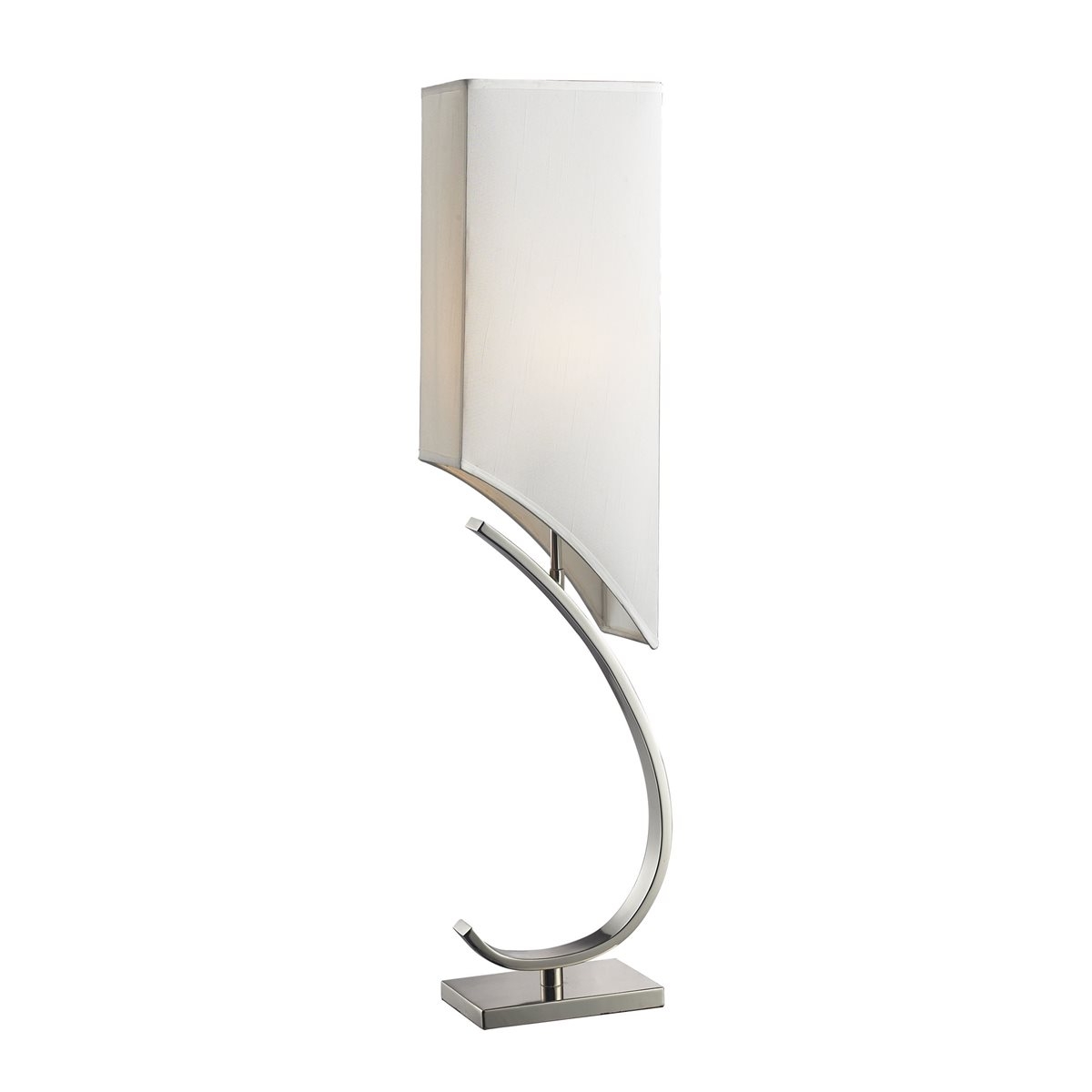 TABLE LAMP IN CHROME FINISH WITH WHITE FAUX SILK LAMP SHADE - Image 0