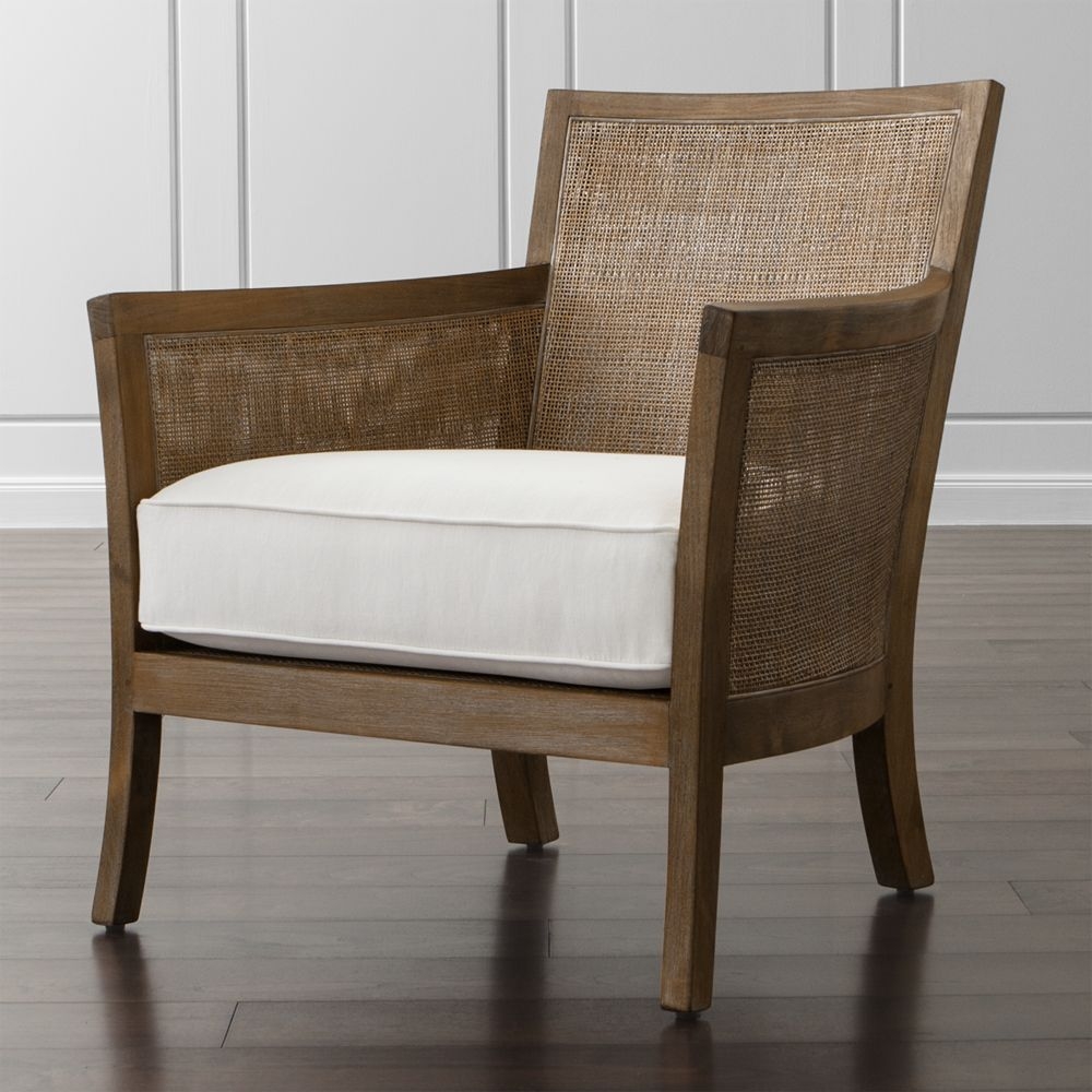 Blake Light Brown Rattan Accent Chair with Fabric Cushion - Image 0