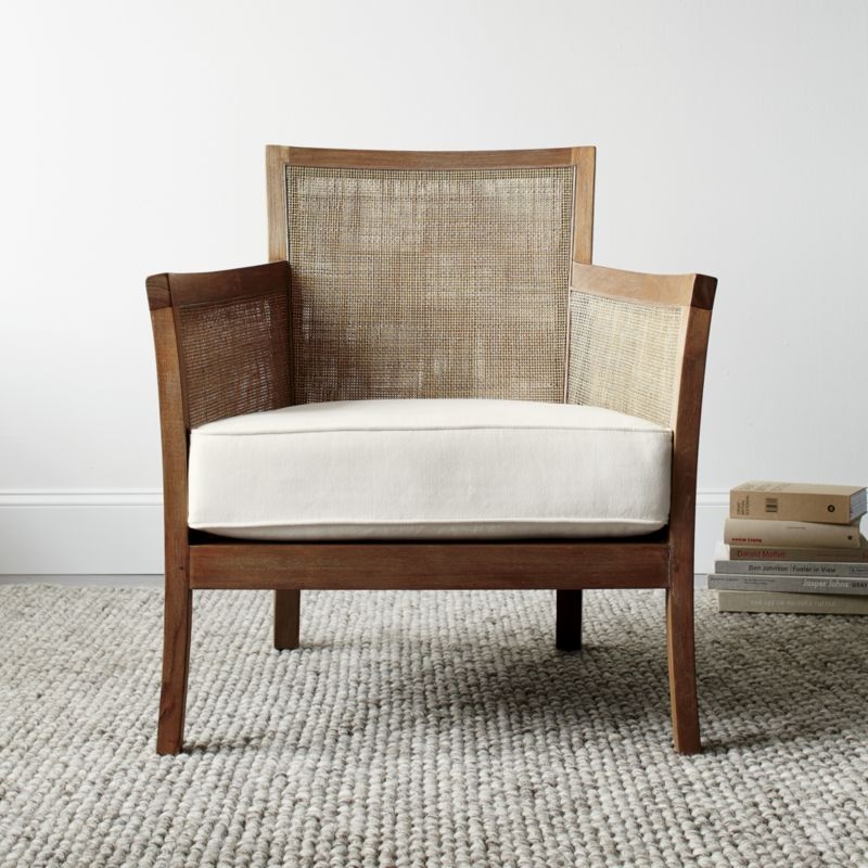 Blake Light Brown Rattan Accent Chair with Fabric Cushion - Image 3
