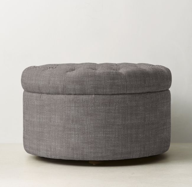 TUFTED ROUND STORAGE OTTOMAN - Image 0