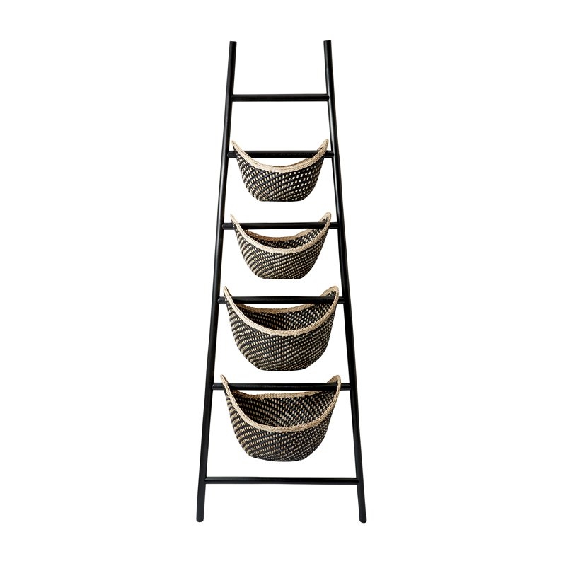 Black Plaid Ladder Basket - Image 0