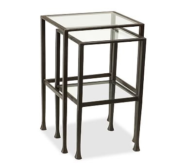 Tanner Metal &amp; Glass Nesting Tables, Set of 2, Matte Iron-Bronze finish, Premium In-Home Delivery - Image 0