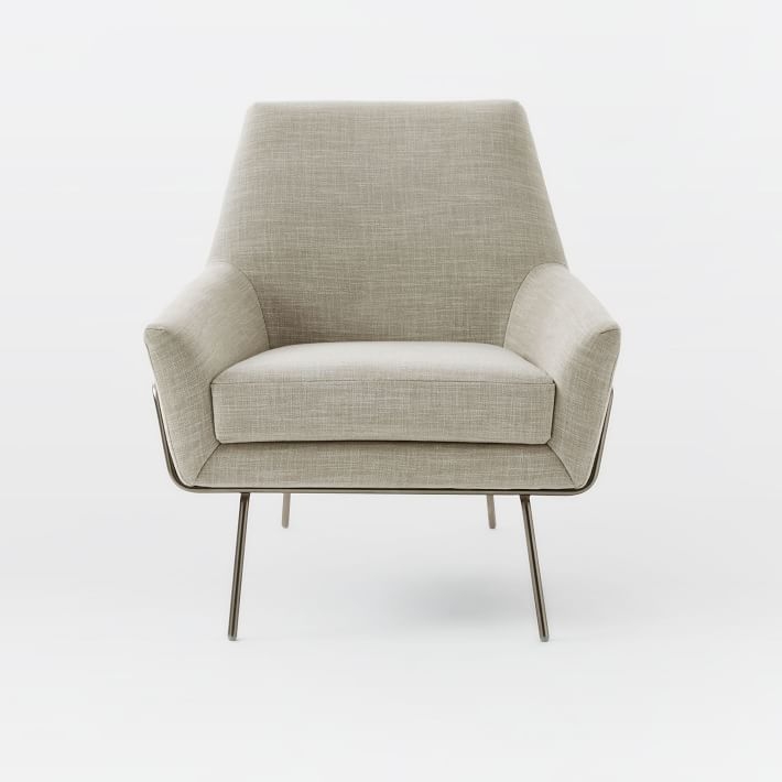 Lucas Wire Base Chair, Linen Weave - Image 2