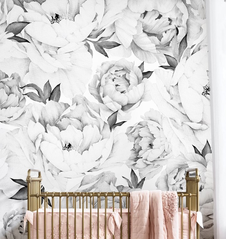 Peony Floral and Botanical Peel and Stick Wallpaper Tile - Image 0