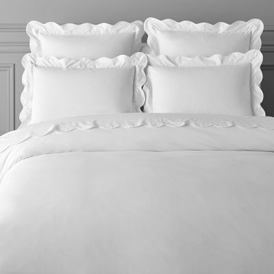 AERIN Scalloped Organic Bedding, King/Cal King, White - Image 0
