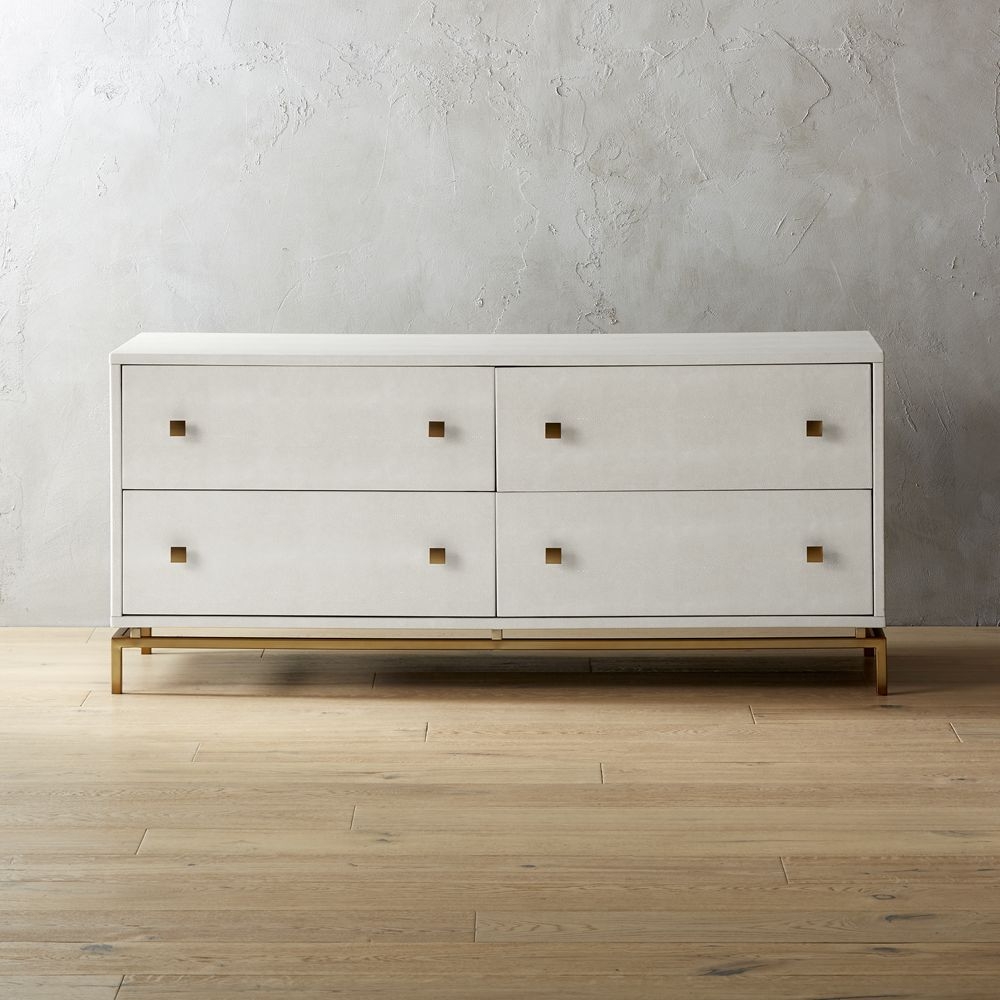 Ivory Shagreen Embossed Low Dresser - Image 1