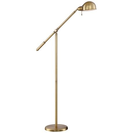 360 Lighting Dawson Antique Brass Adjustable Boom Arm Pharmacy Floor Lamp - Image 0