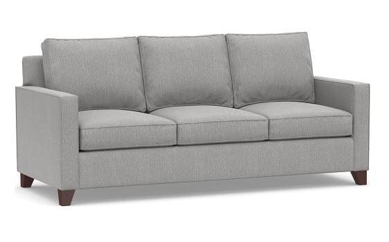 Cameron Square Arm Upholstered Sofa 86" 3-Seater, Polyester Wrapped Cushions, Sunbrella(R) Performance Chenille Fog - Image 1