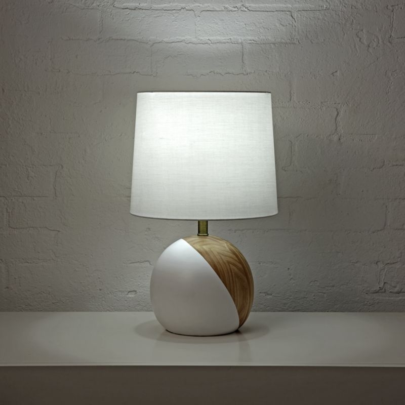 White and Wood Table Lamp - Image 1
