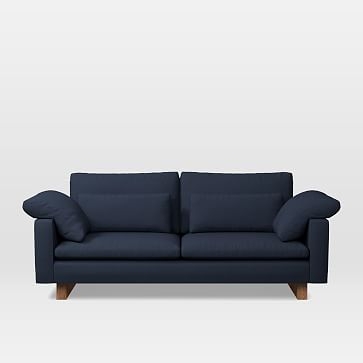 Harmony Extra Deep Depth 2.5 Seater Sofa, Twill, Regal Blue, Walnut - Image 1