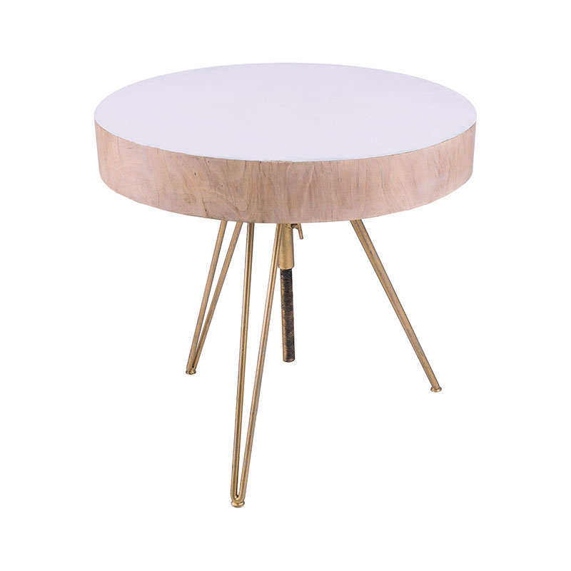 Biarritz Suar Wood Accent Table With Gold Metal Legs - Image 0