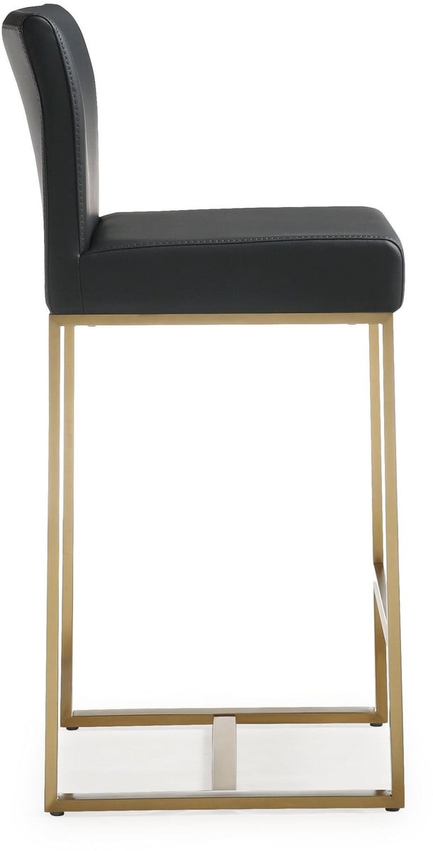 Denmark Black Performance Vegan Leather and Gold Steel Counter Stool - Set of 2 - Image 1