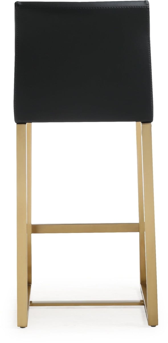 Denmark Black Performance Vegan Leather and Gold Steel Counter Stool - Set of 2 - Image 2