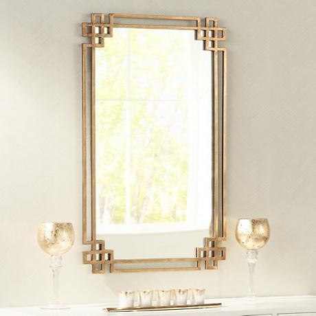 Devoll Classic Rectangle Wall Mirror, Gold - Image 1