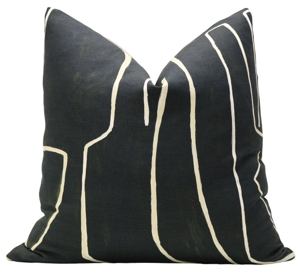 Graffito // Onyx + Beige, 20" Pillow Cover - Image 0