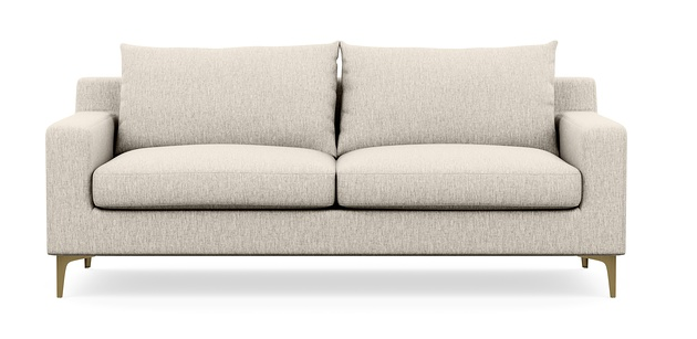 Sloan Sofa, 83", Wheat Cross Weave, Sloan L Leg Brass Plated - Image 0