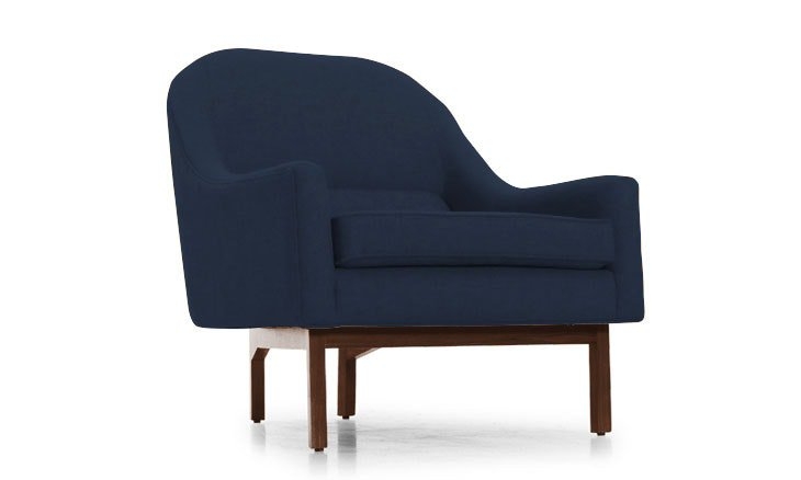 Blue Knight Mid Century Modern Chair - Bentley Indigo - Mocha - Image 0