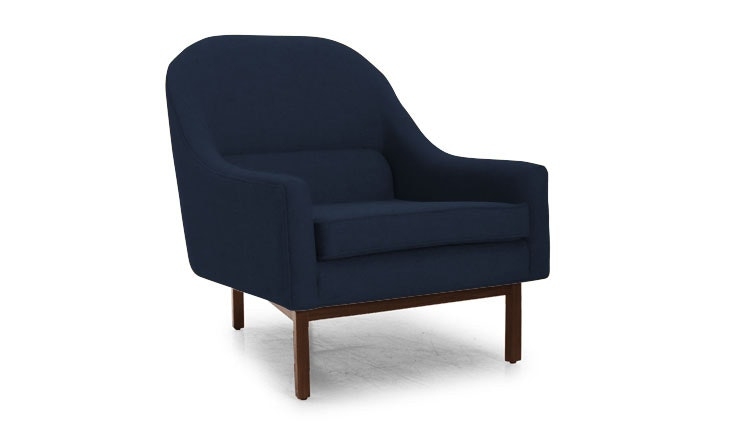 Blue Knight Mid Century Modern Chair - Bentley Indigo - Mocha - Image 1