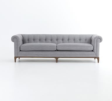 Calistoga Upholstered Sofa, Polyester Wrapped Cushions, Basketweave Slub, Ash - Image 1