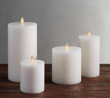 Premium Flickering Flameless Wax Pillar Candle, 4"x4.5" - White - Image 2