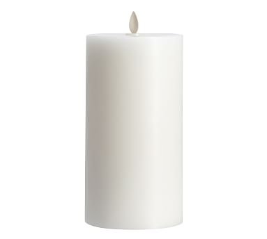 Premium Flickering Flameless Wax Pillar Candle, 4"x8" - White - Image 1