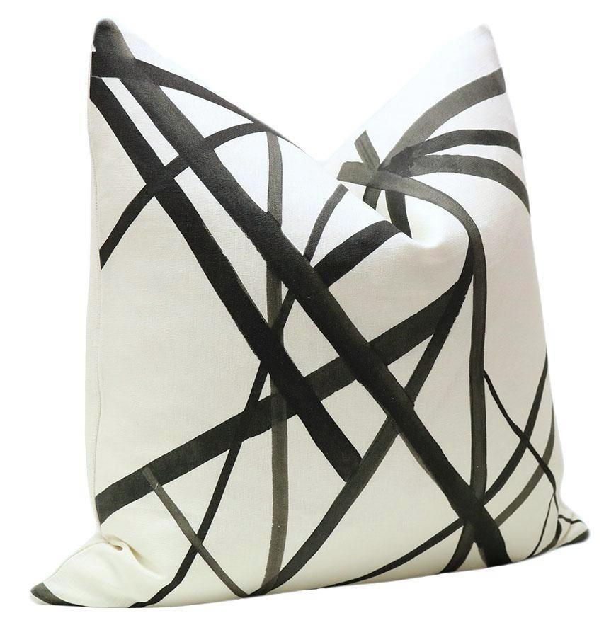 Channels // Ebony + Ivory Pillow Cover // 22"x22" - Image 1