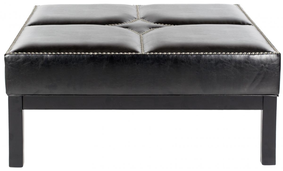 Terrence Cocktail Ottoman - Silver Nail Heads - Black/Black - Arlo Home - Image 0