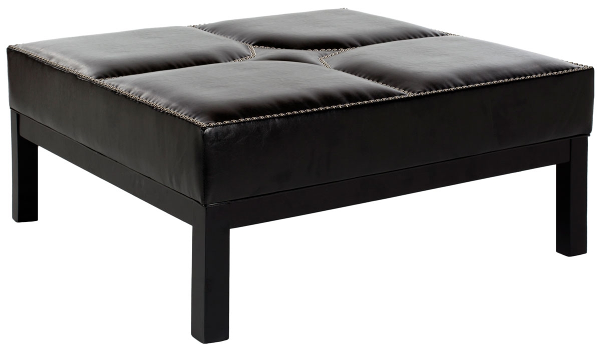 Terrence Cocktail Ottoman - Silver Nail Heads - Black/Black - Arlo Home - Image 1