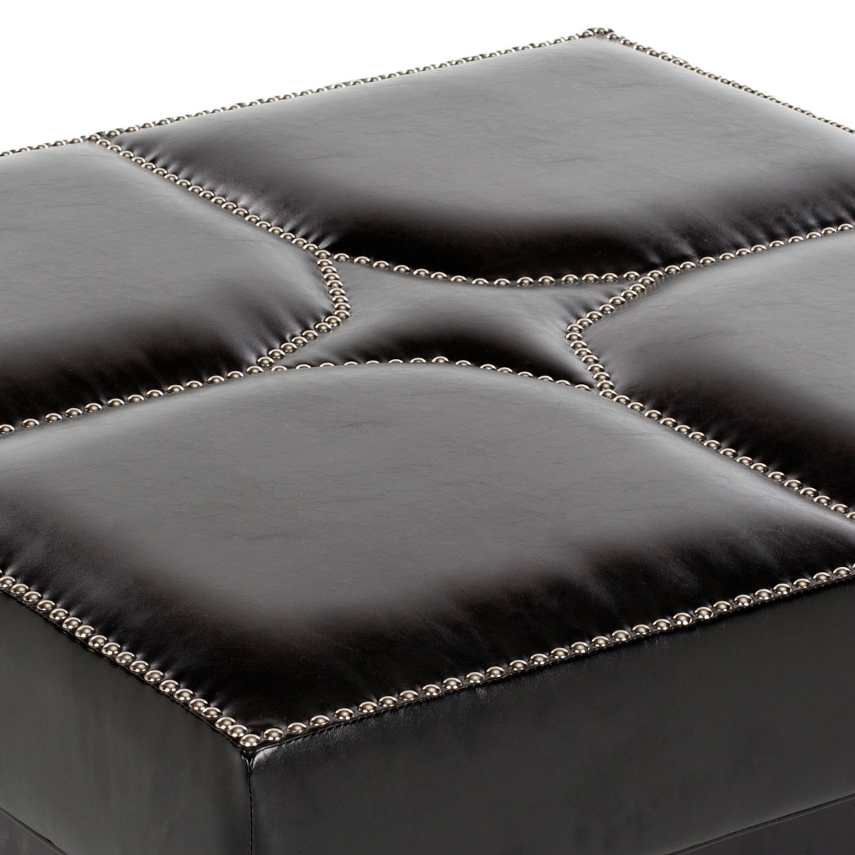 Terrence Cocktail Ottoman - Silver Nail Heads - Black/Black - Arlo Home - Image 2