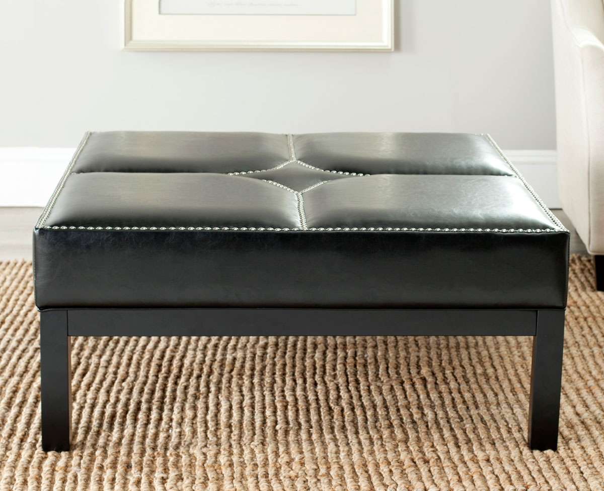 Terrence Cocktail Ottoman - Silver Nail Heads - Black/Black - Arlo Home - Image 3