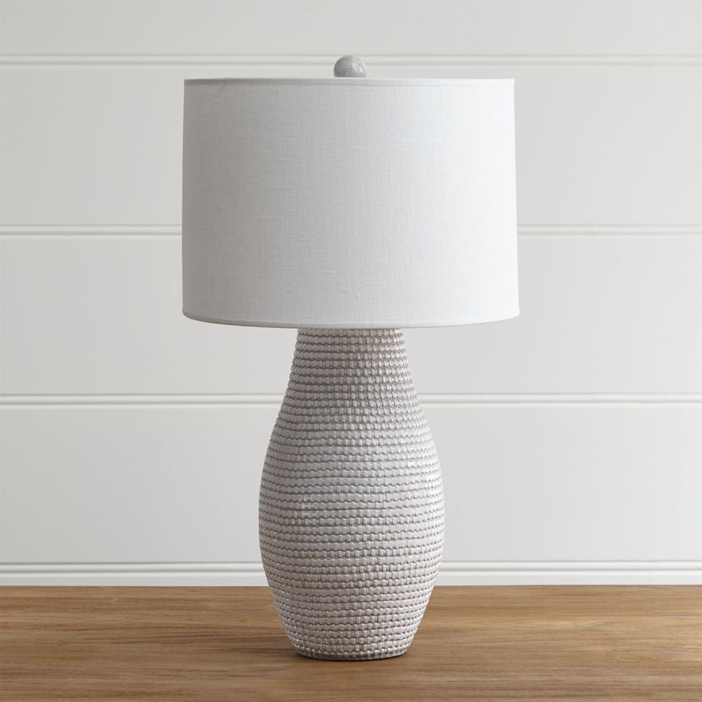 Cane White Ceramic Table Lamp - Image 0