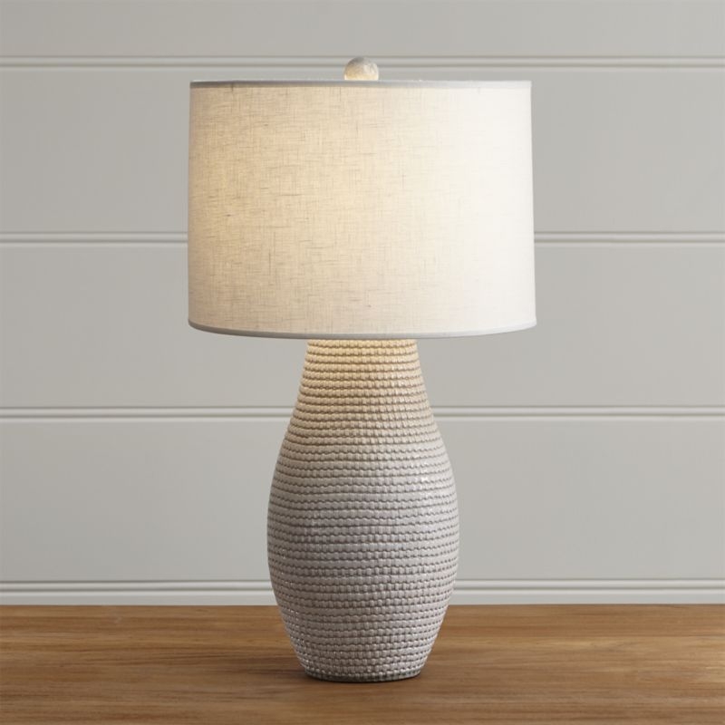 Cane White Ceramic Table Lamp - Image 1