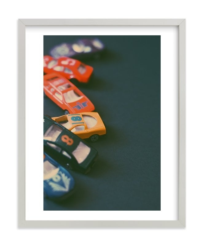 Box Cars 11"x14" - Light Gray Wood Framed - Image 0