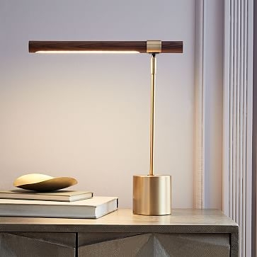 Linear Wood LED Table Lamp, Walnut - Image 1