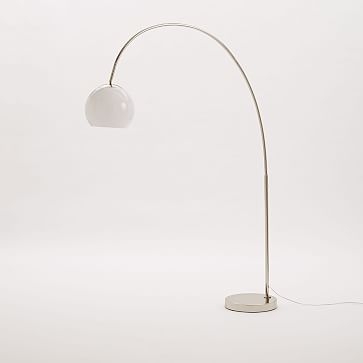 Overarching Acrylic Shade Floor Lamp, Polished Nickel/White Acrylic - Image 1