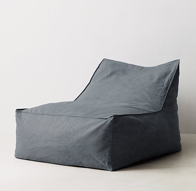 DISTRESSED CANVAS BEAN BAG LOUNGER - Image 1