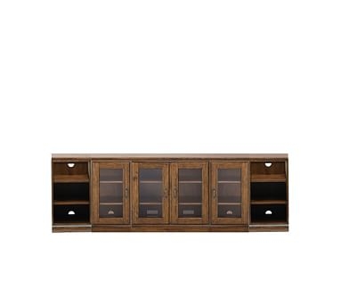 Printer's Media Console with Bookcases, Tuscan Chestnut - Image 1