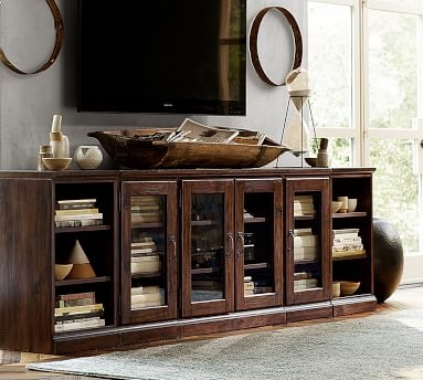 Printer's Media Console with Bookcases, Tuscan Chestnut - Image 2