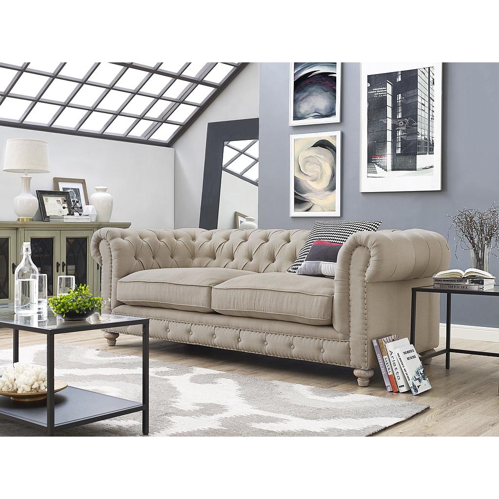 Osborn Beige Linen Sofa - Image 4