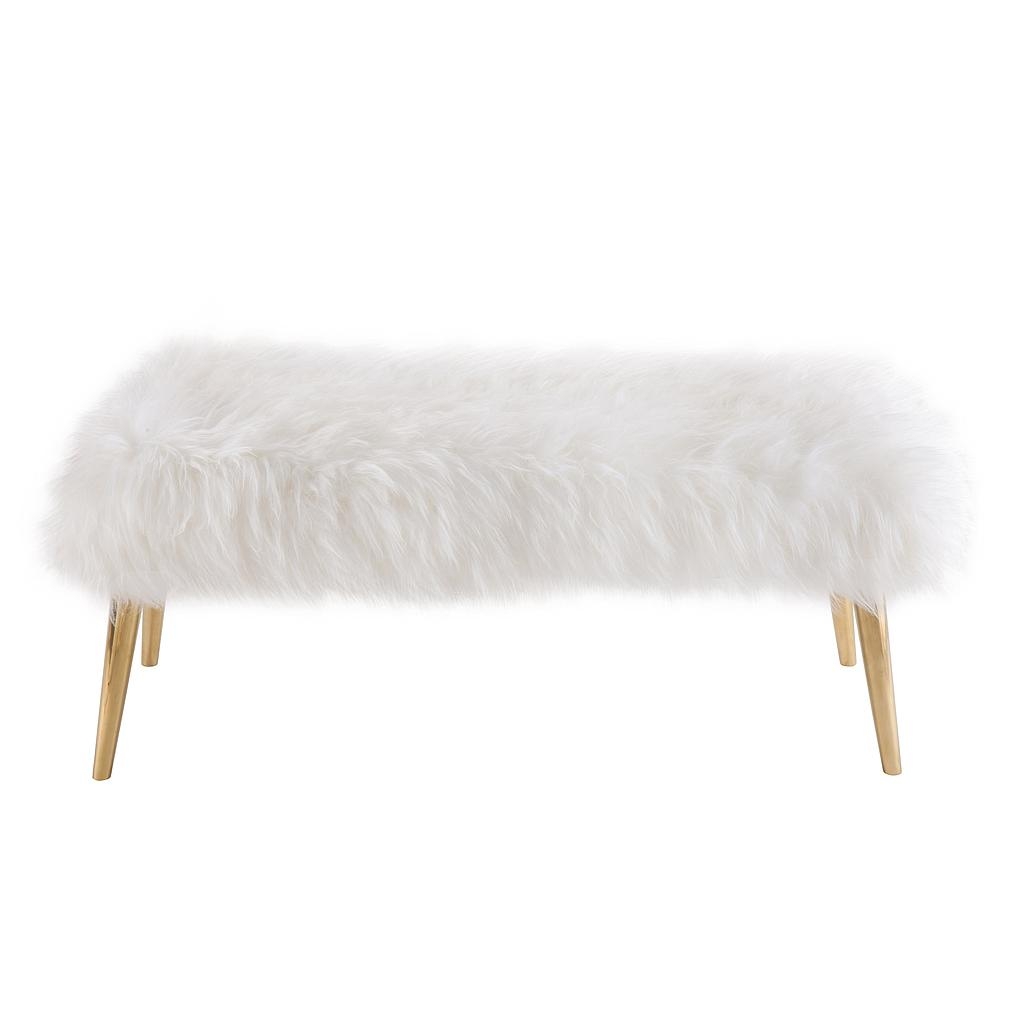 Kelsey White Sheepskin Bench with Lilly Legs - Image 1