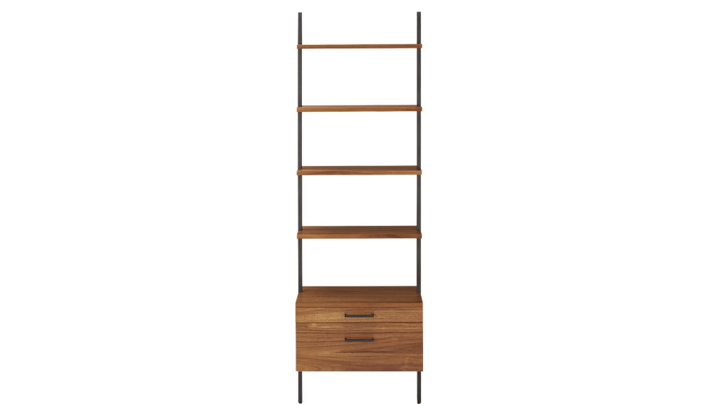 helix 96" acacia shelf with 2 drawers - Image 0