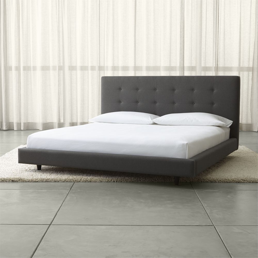 Tate Tall Upholstered King Bed, Winslow, Charcoal - Image 0