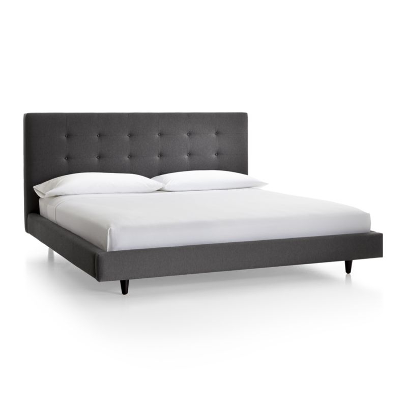 Tate Tall Upholstered King Bed, Winslow, Charcoal - Image 1