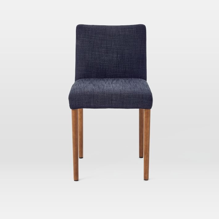 Ellis Upholstered Side Chair, Yarn Dyed Linen Weave, Indigo - Image 2