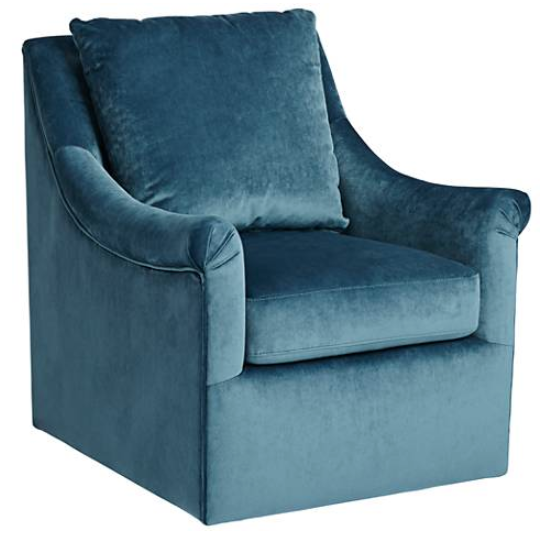 Deanna Blue Upholstered Swivel Armchair - Image 0