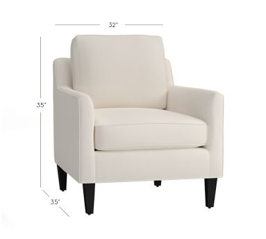Beverly Upholstered Armchair, Performance Twill Warm White - Image 3