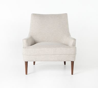 Reyes Upholstered Armchair, Polyester Wrapped Cushions, Premium Performance Basketweave, Light Gray - Image 1