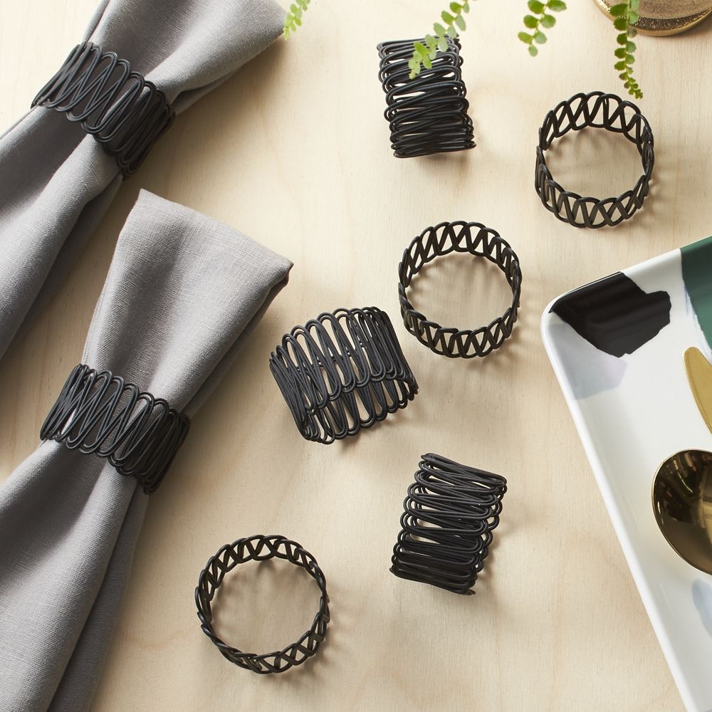 Clip Matte Black Napkin Rings Set of 8 - Image 0