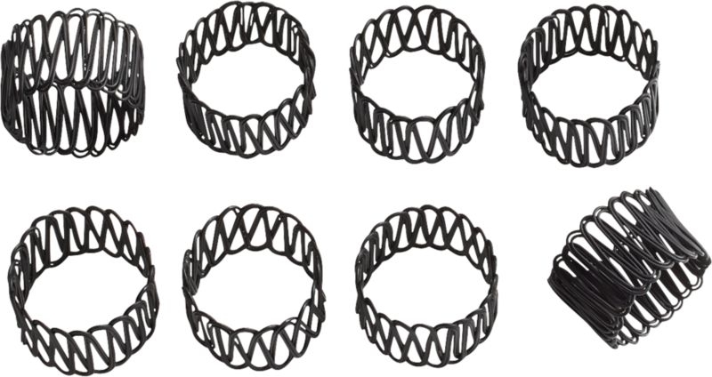 Clip Matte Black Napkin Rings Set of 8 - Image 5